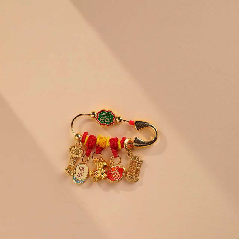 Buddha Stones Broszka z symbolem długowieczności i uchwytem Ruyi z serii Fu z roku konia - Ruyi Fu Character Healthy Horse - image 2