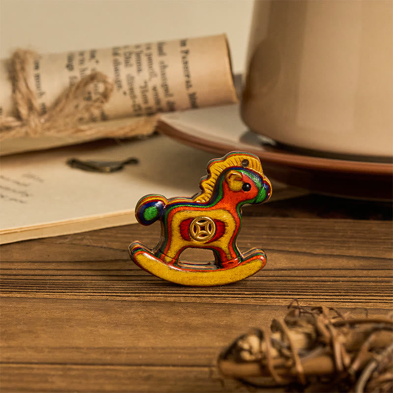 Buddha Stones Rok Konia Miedziana Moneta Tęczowy Eukaliptus Kreatywna Dekoracja Biurka - image 1