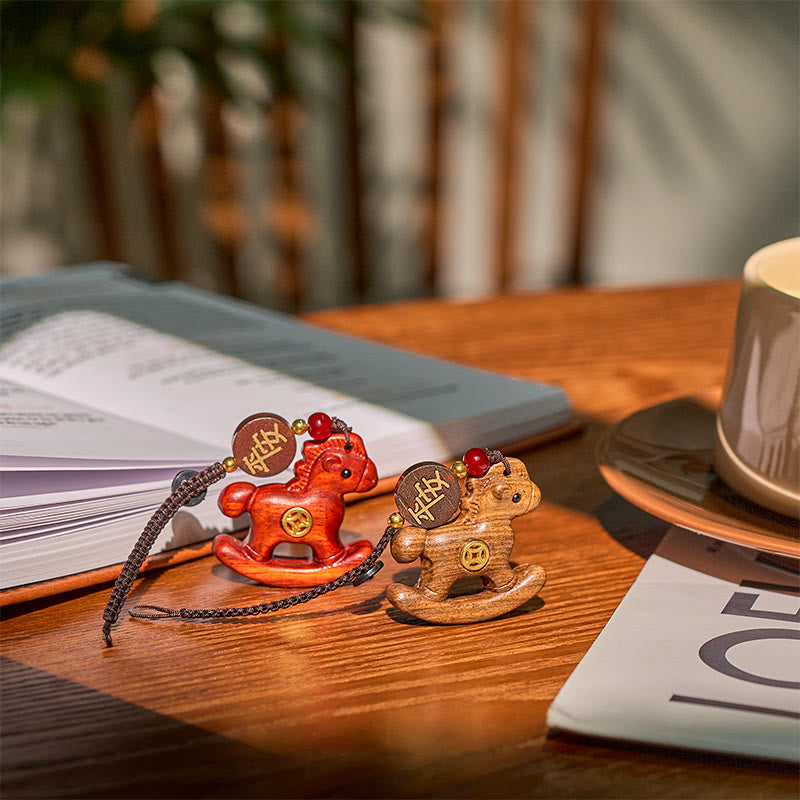 Buddha Stones Rok Konia Tęczowy Eukaliptus Mały Liść Czerwone Drzewo Sandałowe Drewno Lipowe Heban Rzeźbiony Pozytywny Brelok - image 28