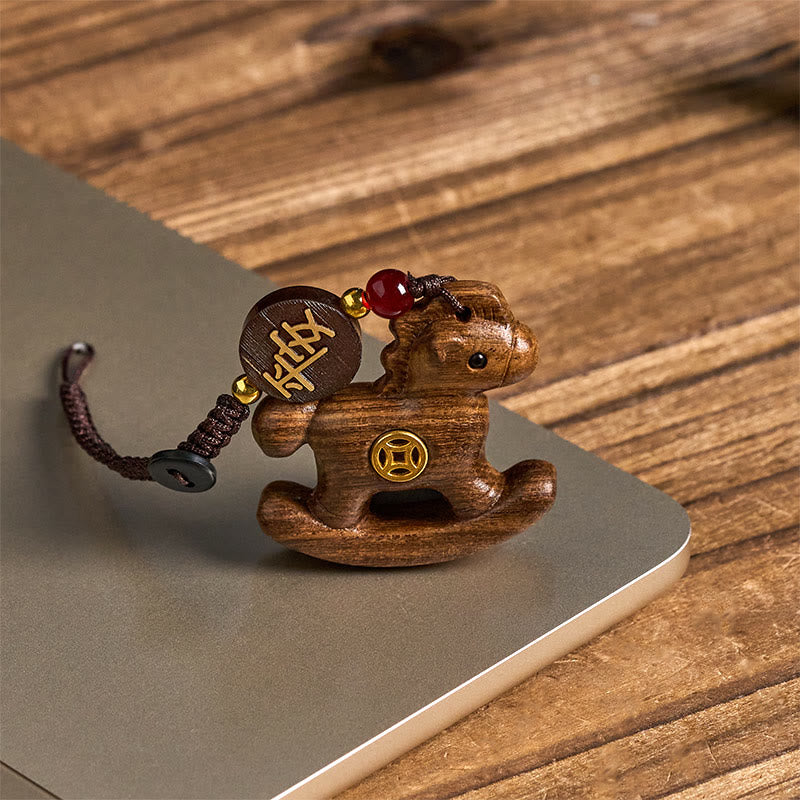 Buddha Stones Rok Konia Tęczowy Eukaliptus Mały Liść Czerwone Drzewo Sandałowe Drewno Lipowe Heban Rzeźbiony Pozytywny Brelok - image 22