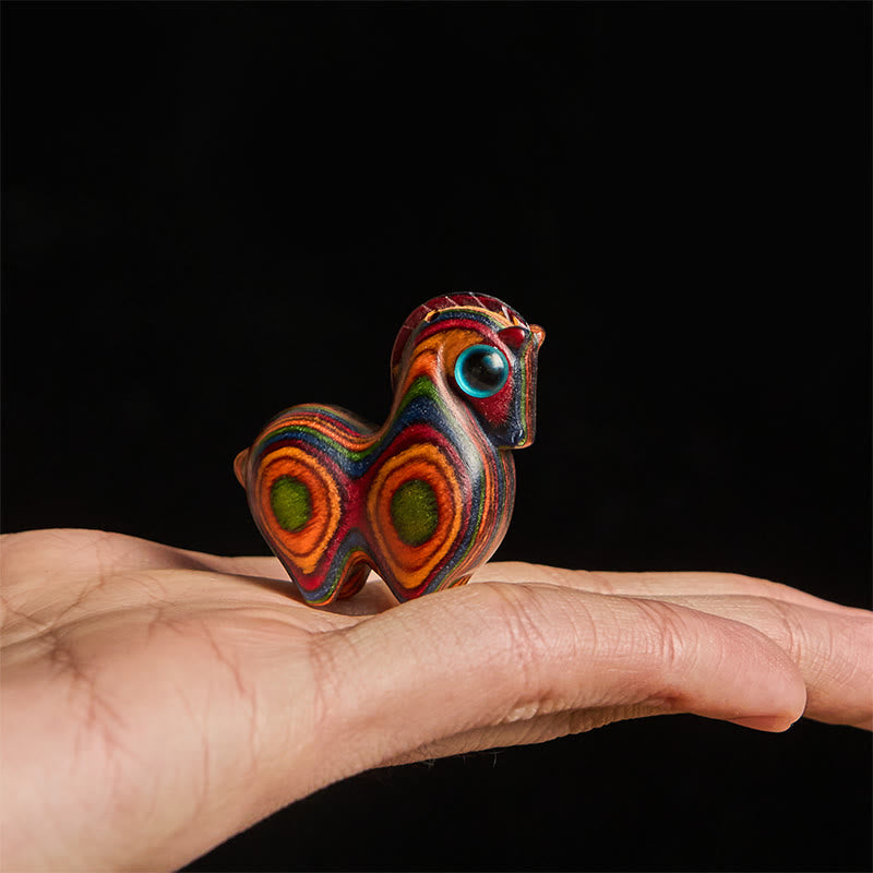 Buddha Stones Rok Konia Rzeźbiony Koń Tang Tęczowy Eukaliptus Kreatywna Dekoracja Biurka - image 4