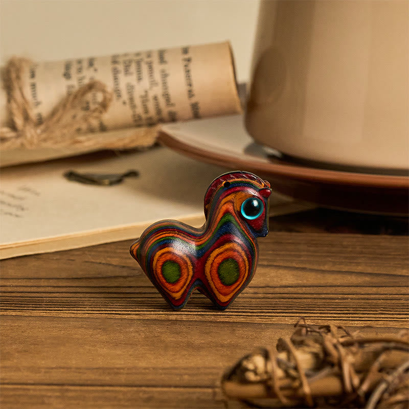 Buddha Stones Rok Konia Rzeźbiony Koń Tang Tęczowy Eukaliptus Kreatywna Dekoracja Biurka - image 1