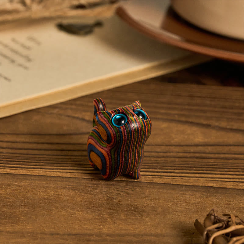 Rzeźbione Buddha Stones z uroczym kociakiem i tęczowym eukaliptusem, redukujące stres, dekoracja - image 1