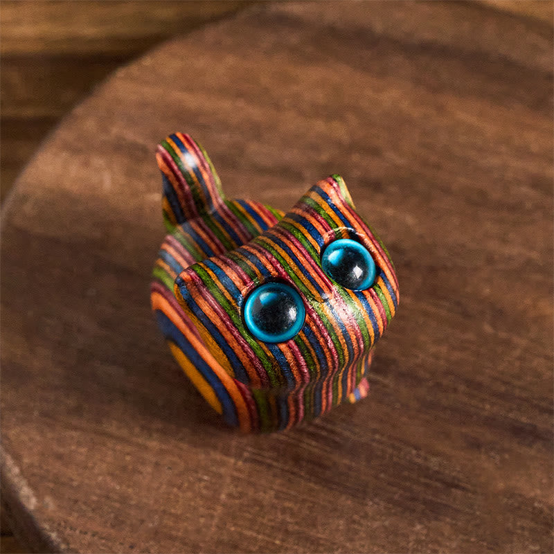 Rzeźbione Buddha Stones z uroczym kociakiem i tęczowym eukaliptusem, redukujące stres, dekoracja - Kot o niebieskich oczach (3,3*3,2*2,1 cm) - image 0