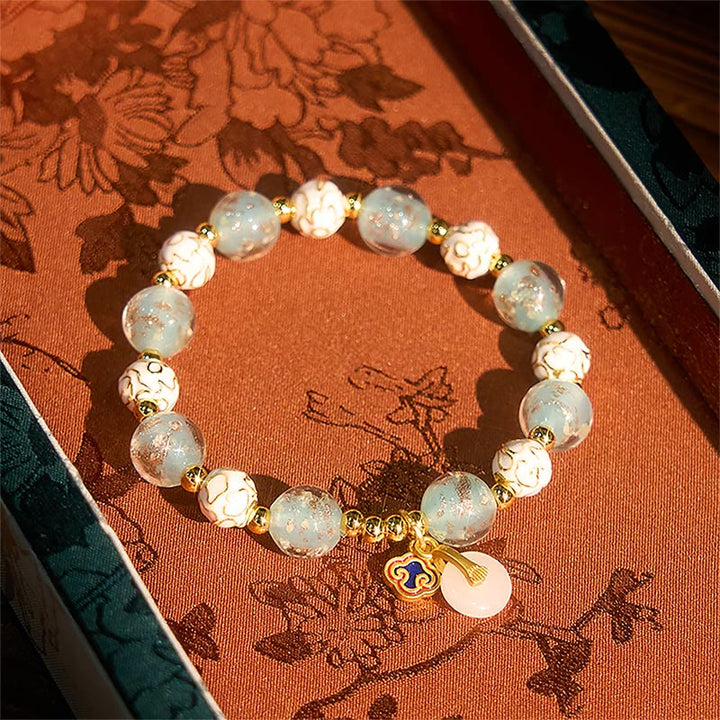 Bransoletka z Buddha Stones z niebieskiego szkła Liuli z napisem „Błogosławieństwa” - image 2