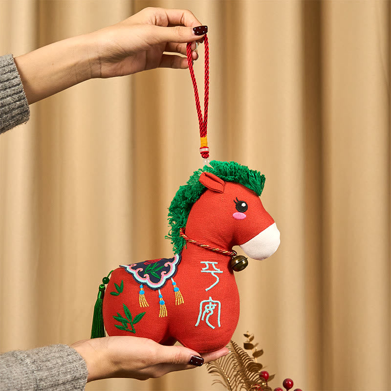 Buddha Stones Rok Konia Miedziany Czerwony Sznurek Fu Charakter Haft Dobrobyt Dekoracja Domu - image 1