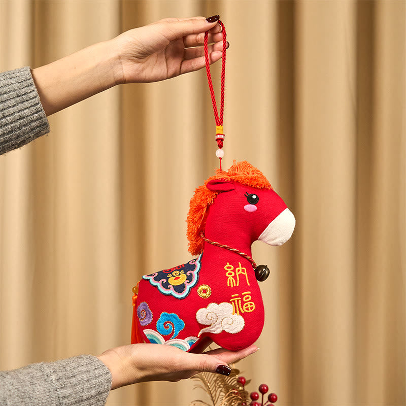 Buddha Stones Rok Konia Miedziany Czerwony Sznurek Fu Charakter Haft Dobrobyt Dekoracja Domu - image 15