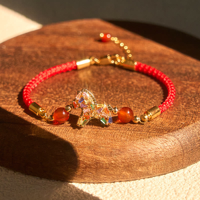 Bransoletka z Buddha Stones, rokiem konia, miedzią i czerwonym agatem - image 1