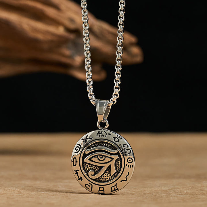 Naszyjnik z Buddha Stones ze stali tytanowej, z motywem złego oka - image 1