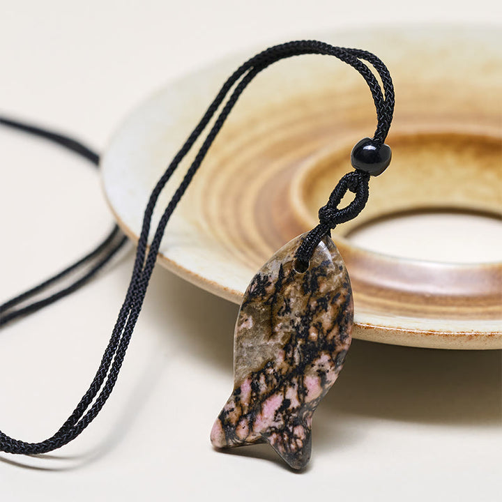 Buddha Stones, Ryba Koi, Różowy Kryształ, Agat Indyjski, Ametyst, Topaz, Czerwony Jaspis, Naszyjnik, Wisiorek, Ciepło Sukcesu - image 28