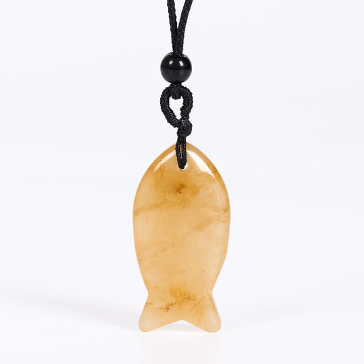 Buddha Stones, Ryba Koi, Różowy Kryształ, Agat Indyjski, Ametyst, Topaz, Czerwony Jaspis, Naszyjnik, Wisiorek, Ciepło Sukcesu - Topaz - image 14