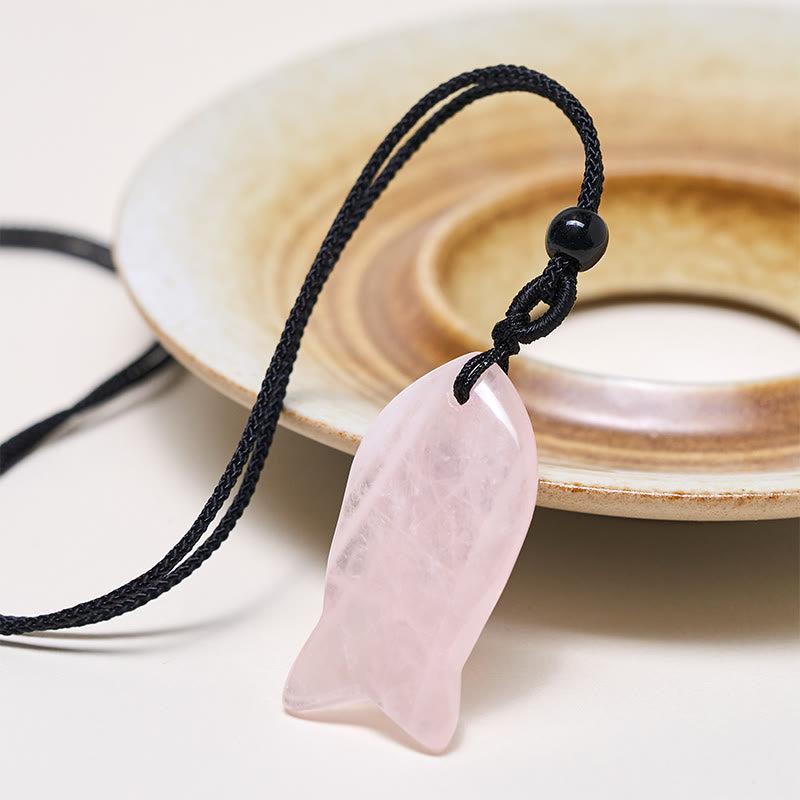 Buddha Stones, Ryba Koi, Różowy Kryształ, Agat Indyjski, Ametyst, Topaz, Czerwony Jaspis, Naszyjnik, Wisiorek, Ciepło Sukcesu - image 3