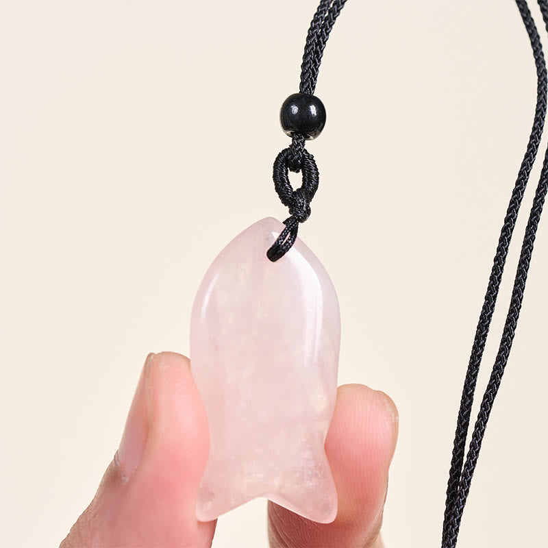 Buddha Stones, Ryba Koi, Różowy Kryształ, Agat Indyjski, Ametyst, Topaz, Czerwony Jaspis, Naszyjnik, Wisiorek, Ciepło Sukcesu - image 2