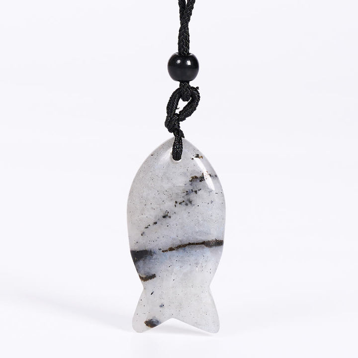 Buddha Stones, Ryba Koi, Różowy Kryształ, Agat Indyjski, Ametyst, Topaz, Czerwony Jaspis, Naszyjnik, Wisiorek, Ciepło Sukcesu - Labradoryt - image 22