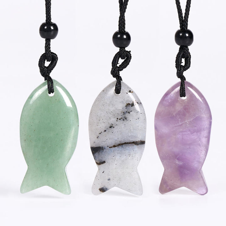 Buddha Stones, Ryba Koi, Różowy Kryształ, Agat Indyjski, Ametyst, Topaz, Czerwony Jaspis, Naszyjnik, Wisiorek, Ciepło Sukcesu - image 0