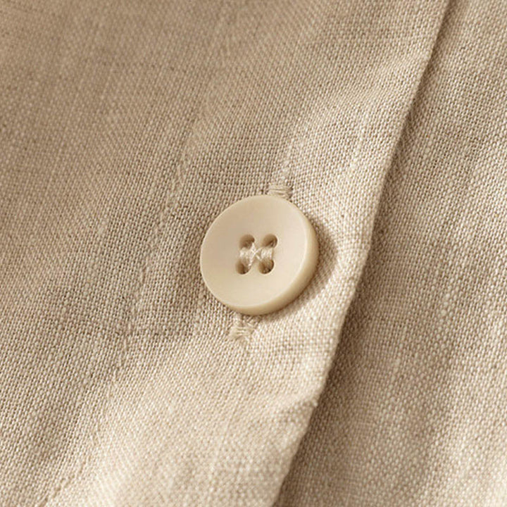 Buddha Stones Letnia, jednokolorowa, damska koszula z krótkim rękawem i dekoltem w serek, guzikami i prostym wzorem - image 8