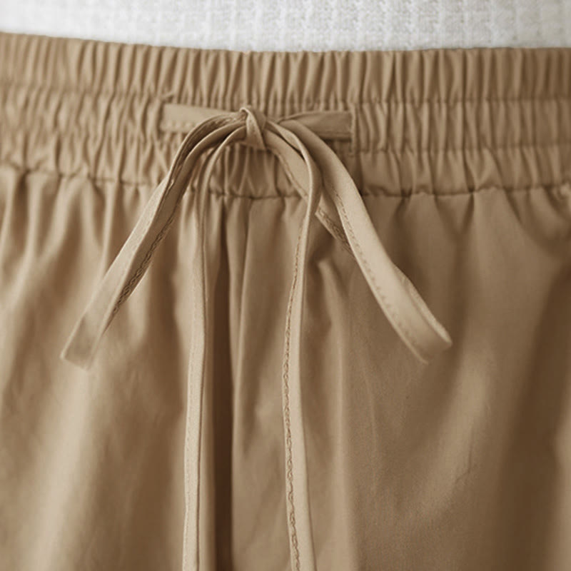 Buddha Stones Spodnie damskie Capri z szerokimi nogawkami i kieszeniami, proste, zapinane z boku na guziki - image 22