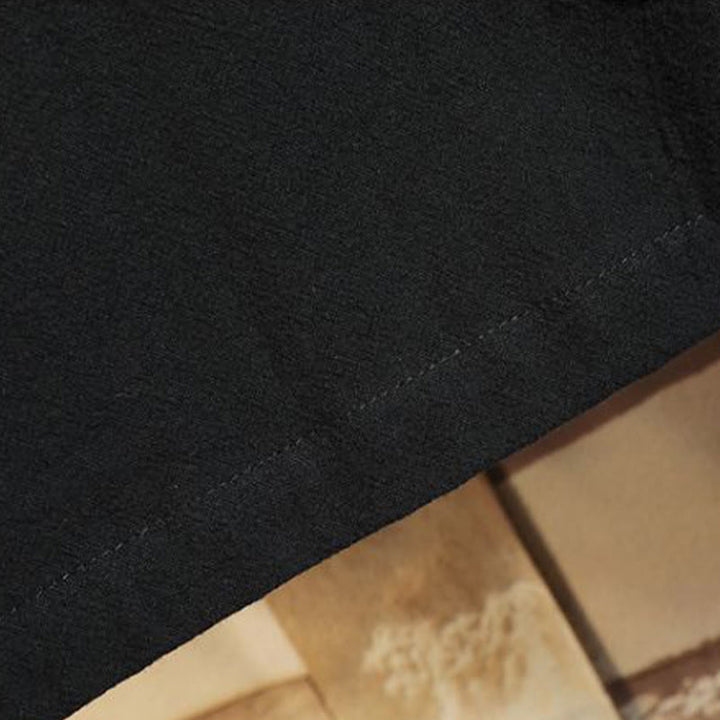 Buddha Stones Męska bawełniana kurtka kimono z krótkim rękawem i haftowanym wzorem żurawia i chmur, otwarta z przodu - image 12