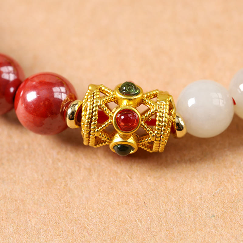 Buddha Stones Bransoletka z koncentracją z jadeitu hetian i cynobru z roku konia - image 16