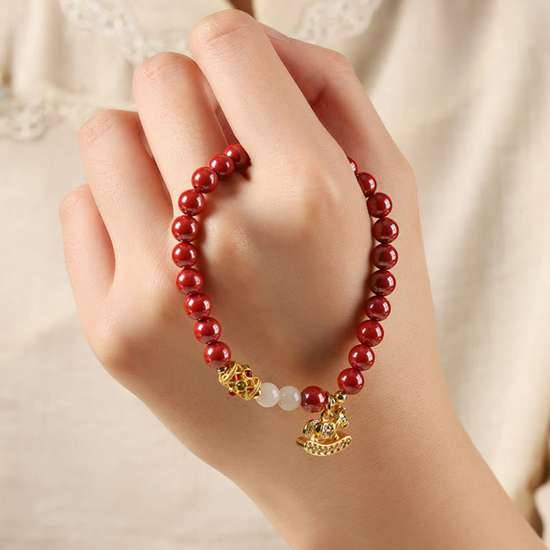 Buddha Stones Bransoletka z koncentracją z jadeitu hetian i cynobru z roku konia - image 15