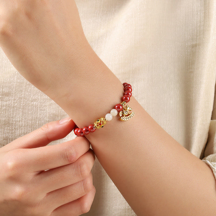 Buddha Stones Bransoletka z koncentracją z jadeitu hetian i cynobru z roku konia - image 12