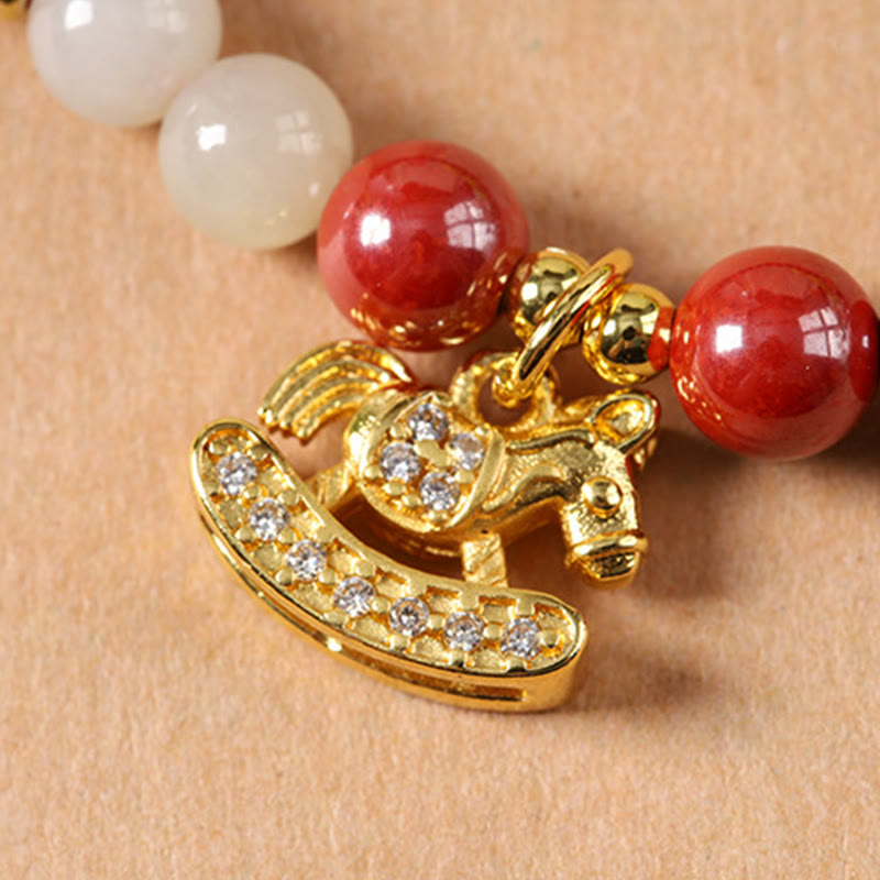 Buddha Stones Bransoletka z koncentracją z jadeitu hetian i cynobru z roku konia - image 17