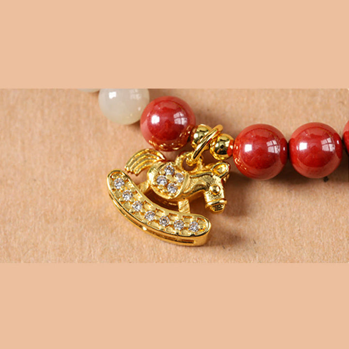 Buddha Stones Bransoletka z koncentracją z jadeitu hetian i cynobru z roku konia - image 18