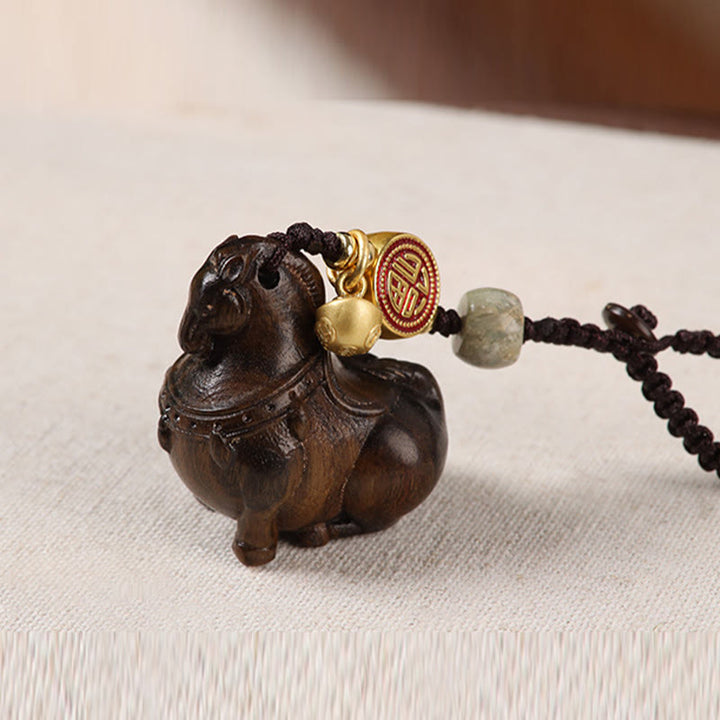 Buddha Stones Rok Konia Fu Postać Mały Liść Czerwonego Sandału Różnorodny Brelok do Kluczy Równowaga Sandału - image 13