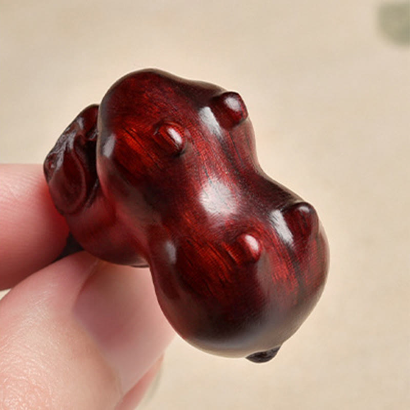 Buddha Stones Brelok do kluczy z małym liściem czerwonego drzewa sandałowego z roku konia - image 3