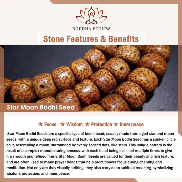 Buddha Stones Rok Konia, Czerwony Sandałowiec, Gwiazda Księżyc, Brelok z Błogosławieństwem Nasiona Bodhi - image 4