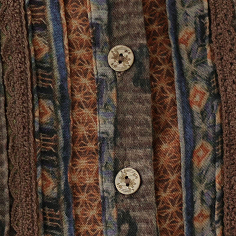 Buddha Stones Koszula damska z długim rękawem i kieszeniami, z nadrukiem w kwiaty w stylu retro i plisami w harmonijkę - image 12