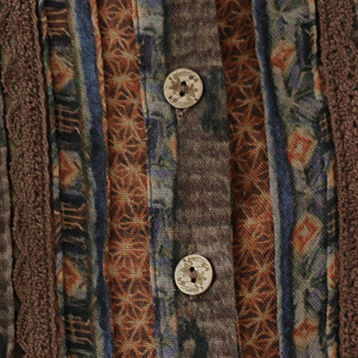 Buddha Stones Koszula damska z długim rękawem i kieszeniami, z nadrukiem w kwiaty w stylu retro i plisami w harmonijkę - image 12