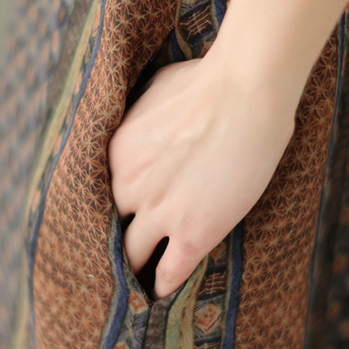 Buddha Stones Koszula damska z długim rękawem i kieszeniami, z nadrukiem w kwiaty w stylu retro i plisami w harmonijkę - image 11