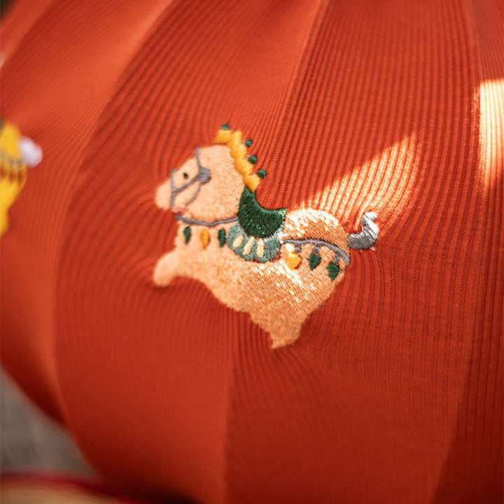 Buddha Stones Rok Konia Czerwony Sznurek Fu Postać Haft Siła Wisząca Dekoracja - image 2