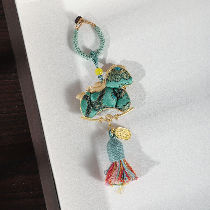 Buddha Stones Rok Konia, czerwony sznurek, haft, dekoracja wisząca - Zielony koń - image 13