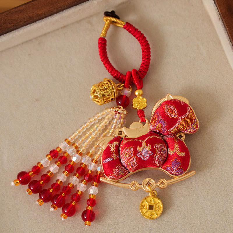 Buddha Stones Brelok do kluczy z haftem Rok Konia, dobrobyt - image 1