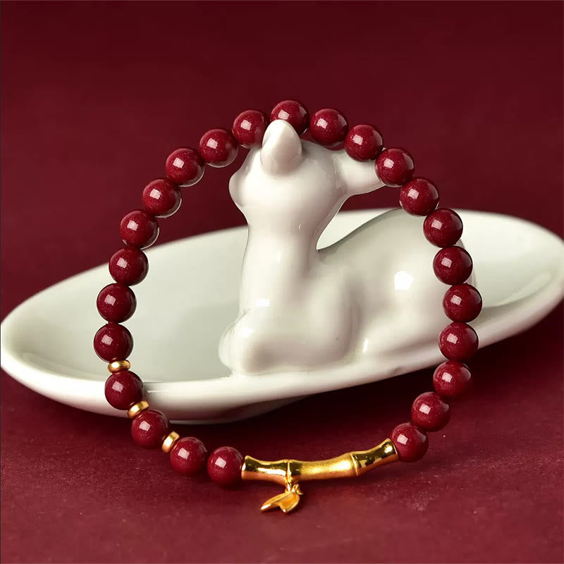 Bransoletka z motywem skupienia z Buddha Stones , bambusa i cynobru, wykonana ze srebra próby 925 - image 10
