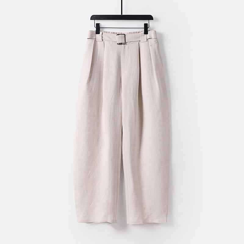 Buddha Stones Letnie spodnie męskie z bawełny i lnu z szerokimi nogawkami i kieszeniami, zapinane na zamek błyskawiczny i z elastyczną talią - Bielizna - US/UK/AU54， EU64 (9XL) - image 0