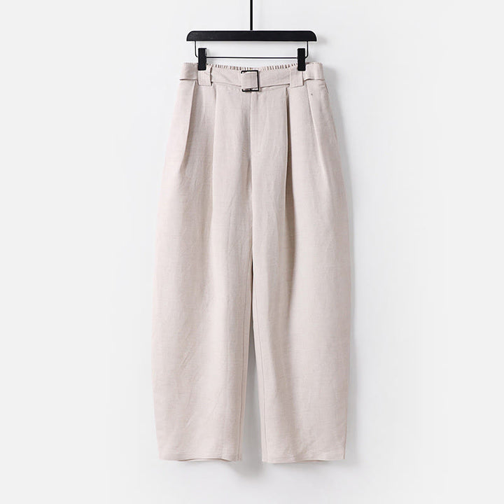 Buddha Stones Letnie spodnie męskie z bawełny i lnu z szerokimi nogawkami i kieszeniami, zapinane na zamek błyskawiczny i z elastyczną talią - Bielizna - US/UK/AU54， EU64 (9XL) - image 0