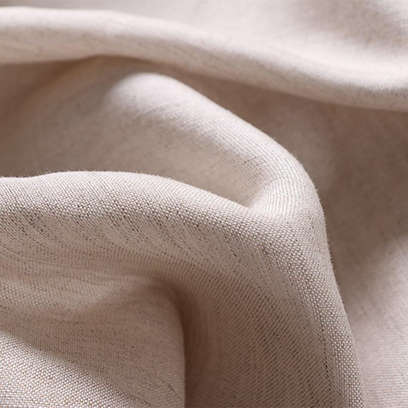 Buddha Stones Letnie spodnie męskie z bawełny i lnu z szerokimi nogawkami i kieszeniami, zapinane na zamek błyskawiczny i z elastyczną talią - image 8