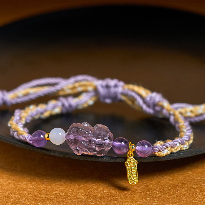 Buddha Stones Bransoletka na szczęście z ametystu PiXiu Balance - image 3
