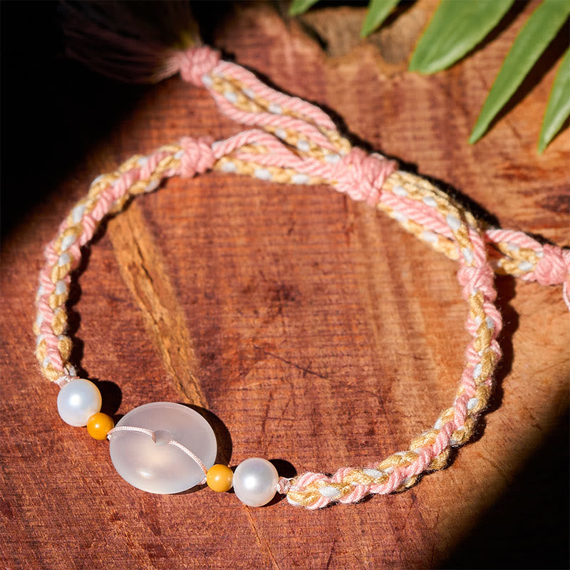 Buddha Stones Bransoletka z klamrą Peace Buckle z chalcedonu - image 4