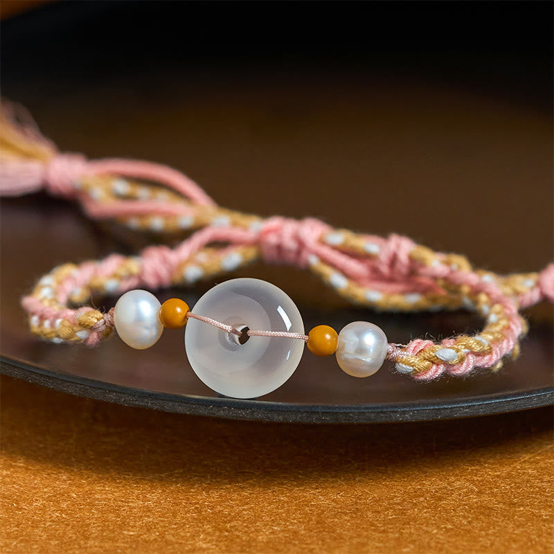 Buddha Stones Bransoletka z klamrą Peace Buckle z chalcedonu - image 1
