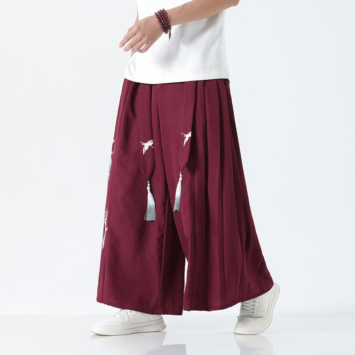 Buddha Stones Spodnie męskie z szerokimi nogawkami i kieszeniami Summer Dragon Drawstring Design Cotton do kostek - image 17