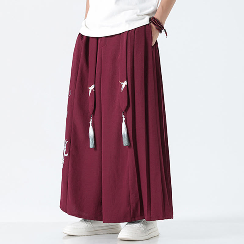 Buddha Stones Spodnie męskie z szerokimi nogawkami i kieszeniami Summer Dragon Drawstring Design Cotton do kostek - image 21