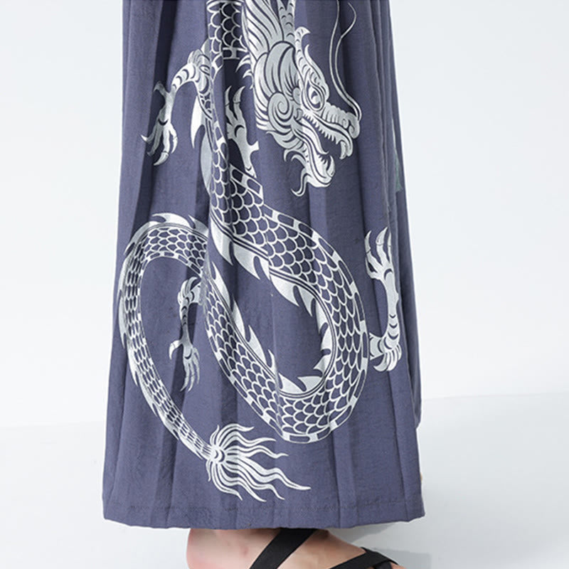 Buddha Stones Spodnie męskie z szerokimi nogawkami i kieszeniami Summer Dragon Drawstring Design Cotton do kostek - image 34