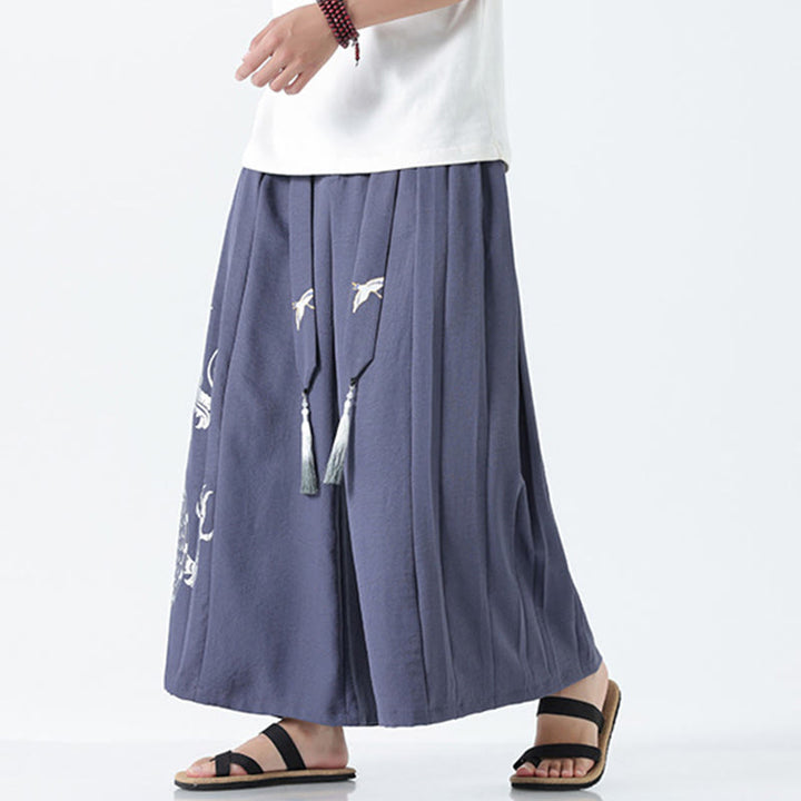 Buddha Stones Spodnie męskie z szerokimi nogawkami i kieszeniami Summer Dragon Drawstring Design Cotton do kostek - image 30