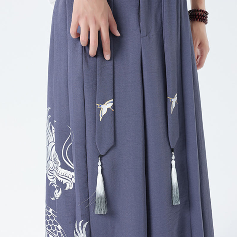 Buddha Stones Spodnie męskie z szerokimi nogawkami i kieszeniami Summer Dragon Drawstring Design Cotton do kostek - image 33