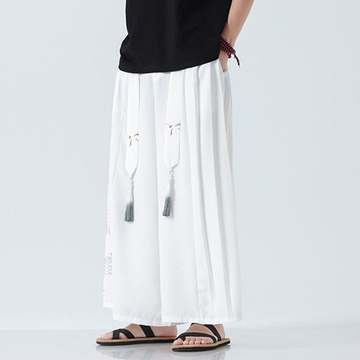 Buddha Stones Spodnie męskie z szerokimi nogawkami i kieszeniami Summer Dragon Drawstring Design Cotton do kostek - image 38