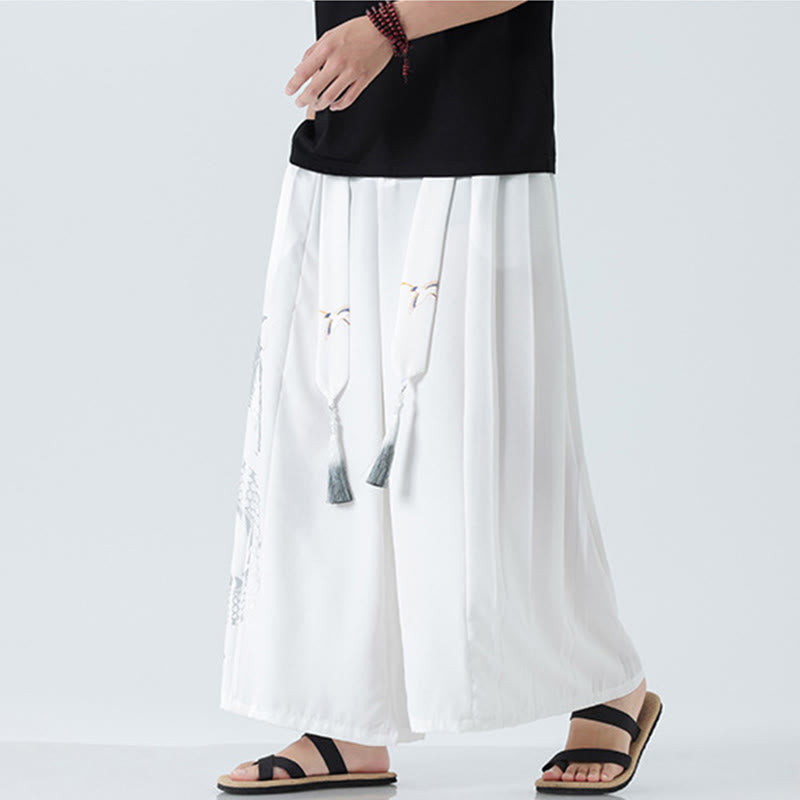 Buddha Stones Spodnie męskie z szerokimi nogawkami i kieszeniami Summer Dragon Drawstring Design Cotton do kostek - image 39